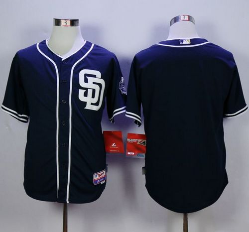 Padres Blank Dark Blue Cool Base Stitched MLB Jersey - Click Image to Close